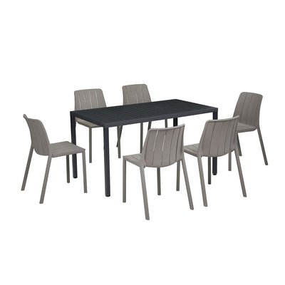 Nardi Cube 140 cm Table Tiberina Armless Chair Outdoor Dining Setting