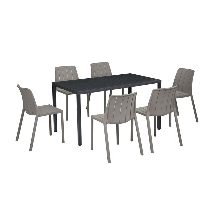 Nardi Cube 140 cm Table Tiberina Armless Chair Outdoor Dining Setting