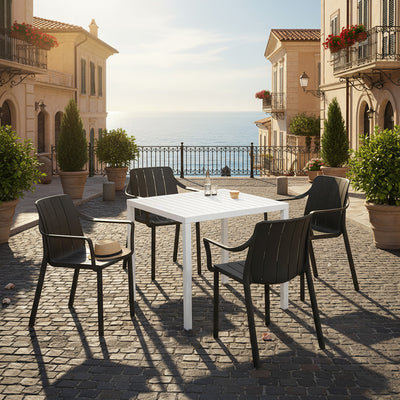 Nardi Cube 80 cm Table Tiberina Armchair Outdoor Dining Setting