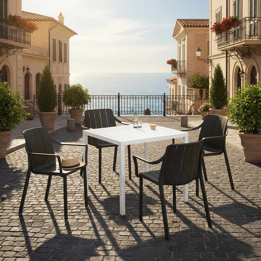 Nardi Cube 80 cm Table Tiberina Armchair Outdoor Dining Setting