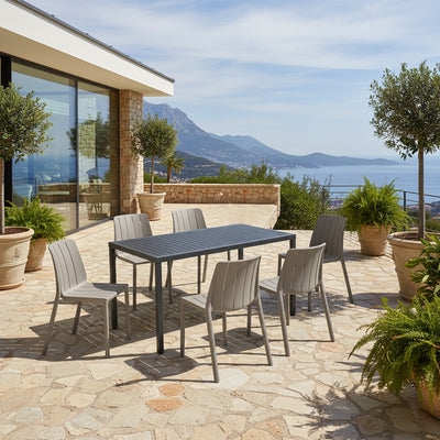 Nardi Cube 140 cm Table Tiberina Armless Chair Outdoor Dining Setting