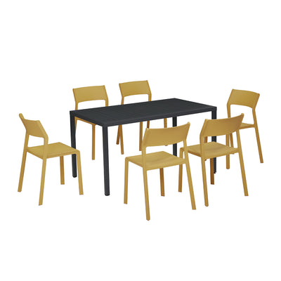 Nardi Cube 140 cm Table Trill Armless Chair Outdoor Dining Setting