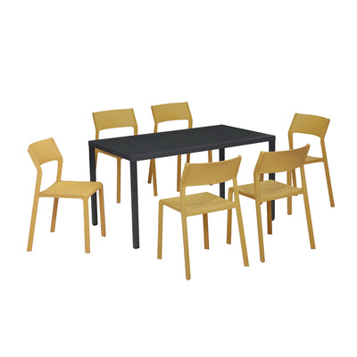 Nardi Cube 140 cm Table Trill Armless Chair Outdoor Dining Setting