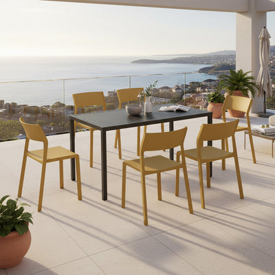 Nardi Cube 140 cm Table Trill Armless Chair Outdoor Dining Setting