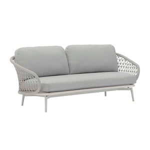 Light-grey rope 'Chelsea' 2 seater outdoor lounge, displayed on a plain white background, viewed from a front angle.
