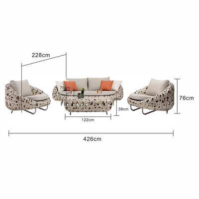 Rhodes 4 Seater Wicker Outdoor Lounge with Coffee Table