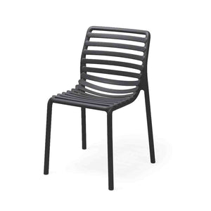 Black resin Nardi Doga outdoor dining chair, perfect for alfresco furniture setups, displayed on a plain white background, viewed from a front angle.