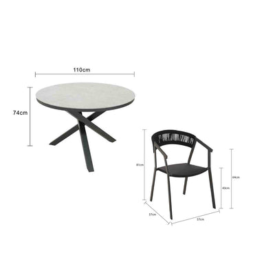 Dover Table Auto Rope Chair Outdoor Dining Setting 5PC