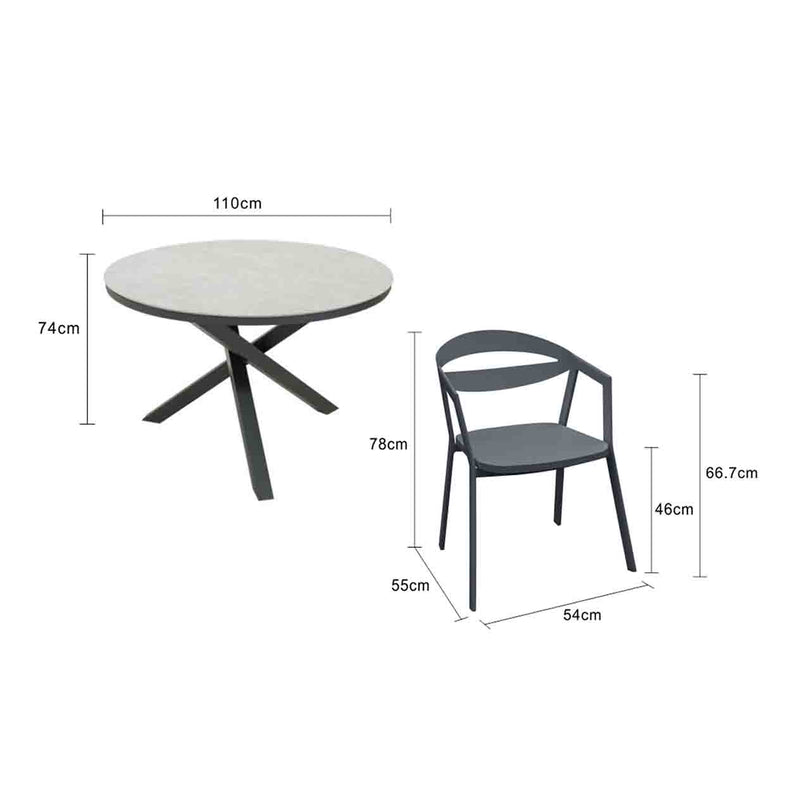Dover Table La vida Chair Outdoor Dining Setting 5PC