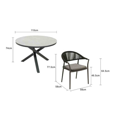 Dover Table Windsor Chair Outdoor Dining Setting 5PC