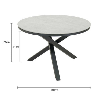 Dover Outdoor Ceramic Round Dining Table 111 cm