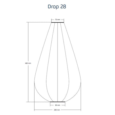 Diagram showing the dimensions of the Lumiz Drop outdoor lantern, designed for efficient outdoor lighting in living spaces.