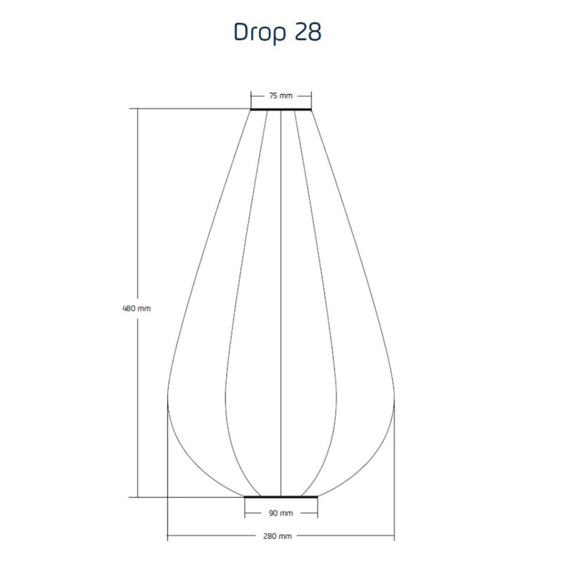 Diagram showing the dimensions of the Lumiz Drop outdoor lantern, designed for efficient outdoor lighting in living spaces.