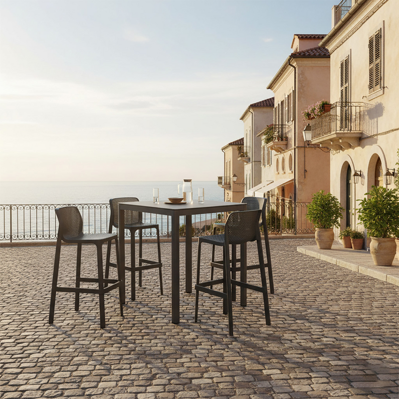 Ella Table Nardi Net Stool Outdoor Bar Setting