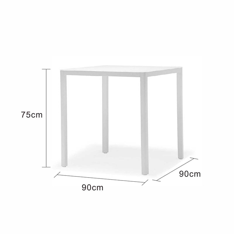 Ella Outdoor Aluminium Square Dining Table with Ceramic Glass Top 90 cm