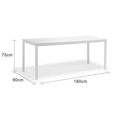 Ella Outdoor Aluminium Dining Table with Ceramic Glass Top 180 cm