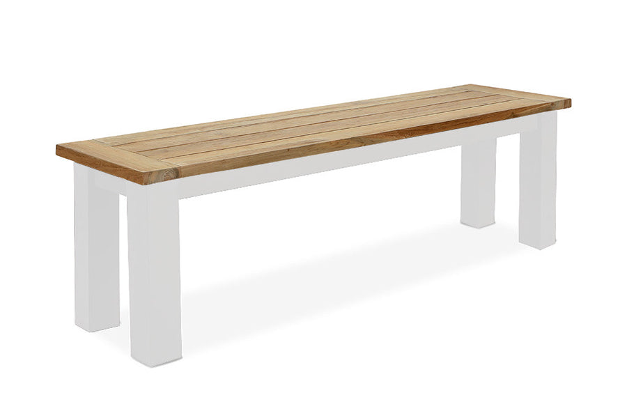 White 130 cm outdoor teak bench from the &