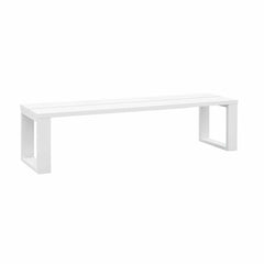 This white 200 cm aluminium outdoor bench by Ferno is one of our best pieces of aluminium outdoor furniture. The bench is displayed on a plain white background, viewed from a front angle.