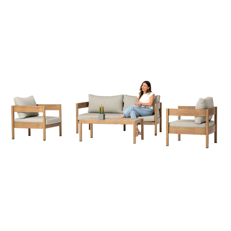 Fernlea 4 Seater Aluminium Outdoor Lounge Setting With Coffee Table 110 cm