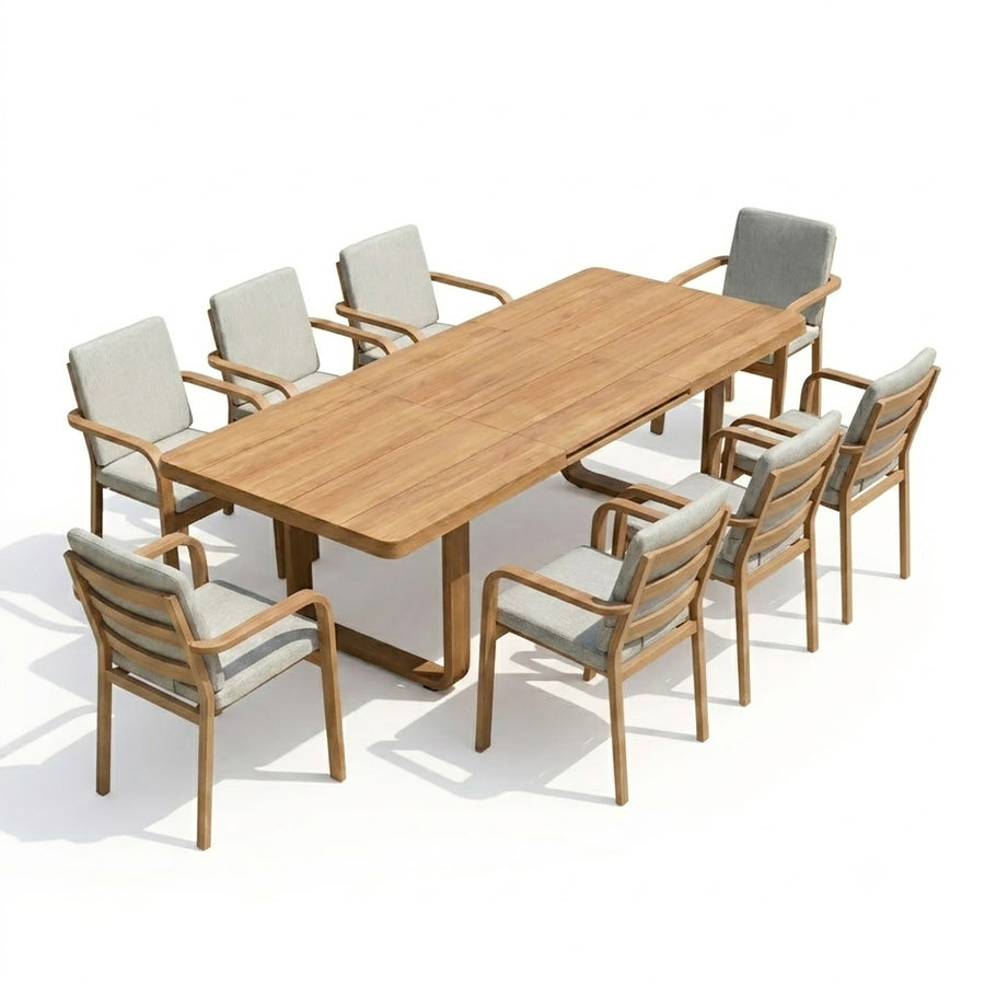 Genova 200/280 cm Table Genova Chair Aluminium Outdoor Dining Setting