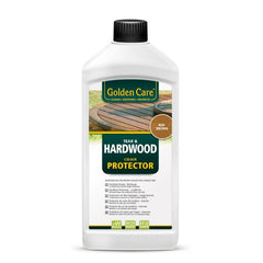Golden Care Outdoor Hardwood Protector Dark Red/Brown 1 Litre bottle, set against plain white background, designed to protect outdoor furniture from UV rays and moisture