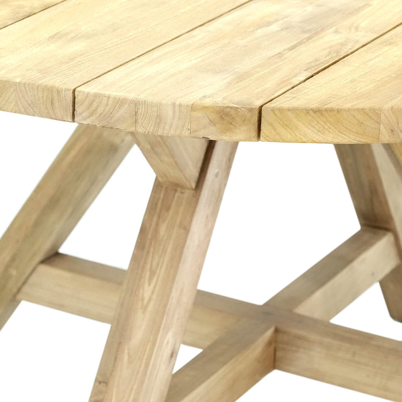 Grace Outdoor Recycled Teak Round Dining Table 130 cm