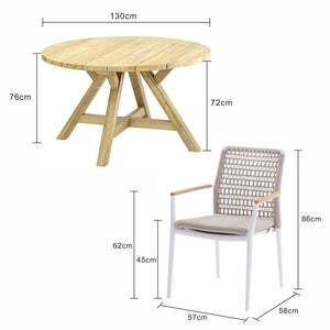 Grace 130 cm Table Anchorage Chair Outdoor Dining Setting