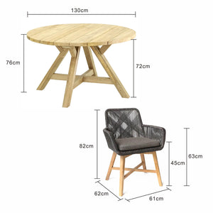 Grace 130 cm Table Armenia Chair Outdoor Dining Setting