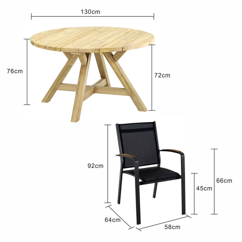 Grace 130 cm Table Cosmo Chair Outdoor Dining Setting