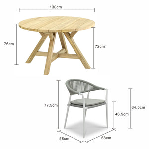 Grace 130 cm Table Windsor Chair Outdoor Dining Setting