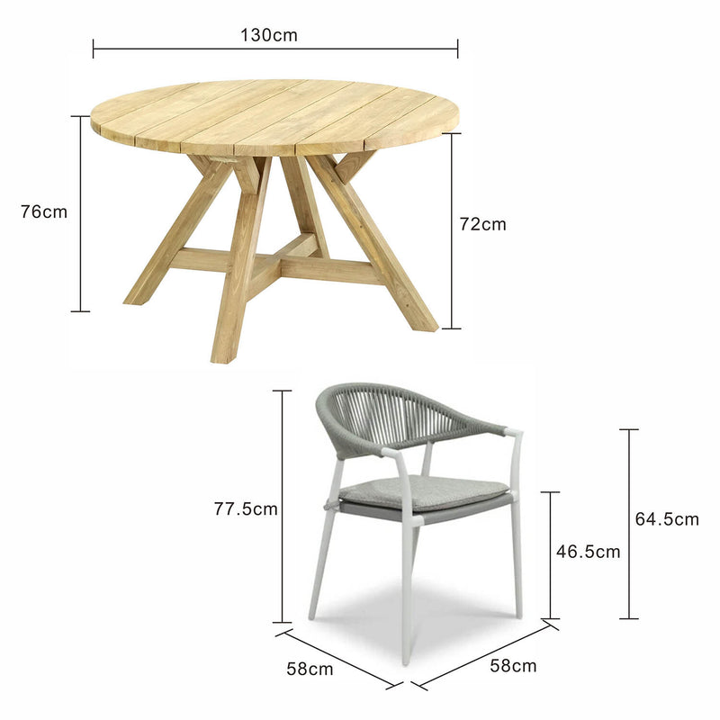 Grace 130 cm Table Windsor Chair Outdoor Dining Setting
