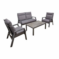 Hamilton outdoor sofa in Aluminium and Olefin, reclining, rust-resistant, perfect for outdoor furniture and lounge
