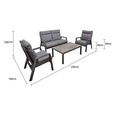 Hamilton 4 Seater Outdoor Aluminium Recliner Lounge