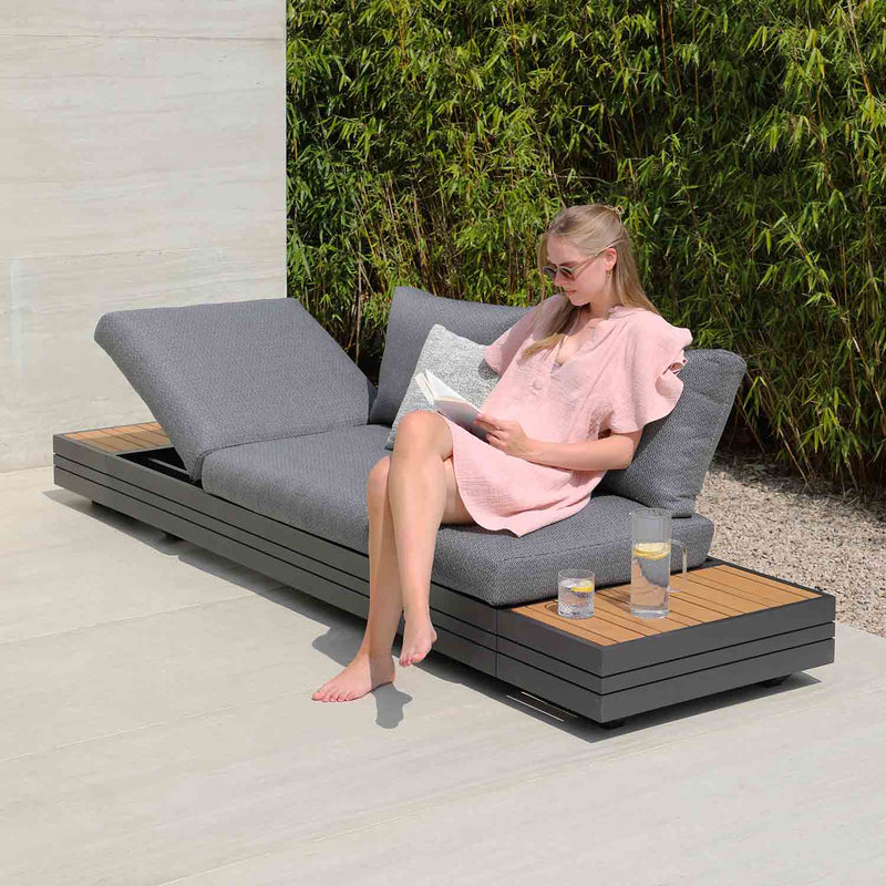 Hannover II 3 Seater Aluminium Outdoor Lounge With Sunlounger Feature