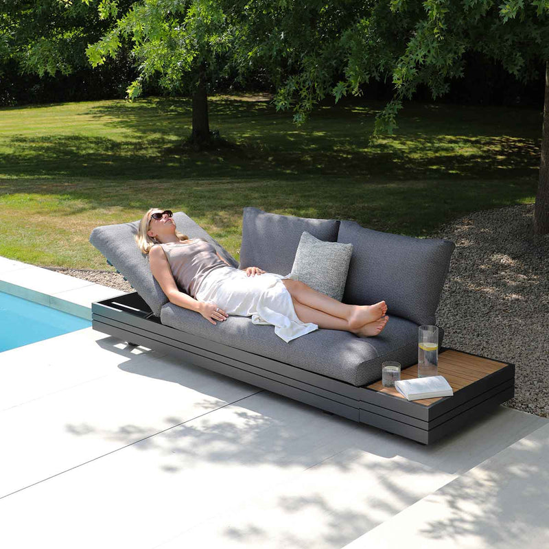 Hannover II 3 Seater Aluminium Outdoor Lounge With Sunlounger Feature