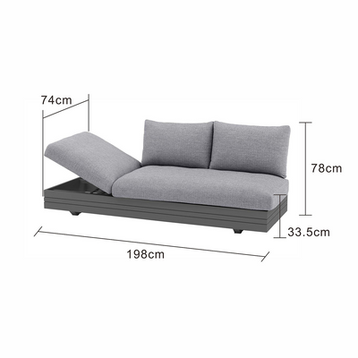 Hannover II 3 Seater Aluminium Outdoor Lounge With Sunlounger Feature