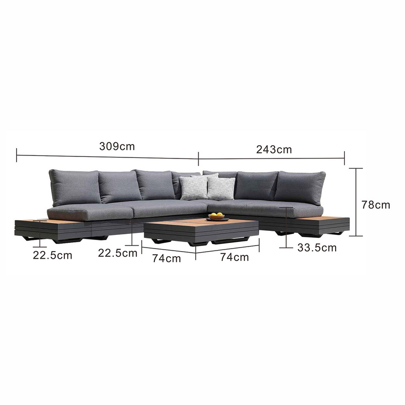 Hannover II 6 Seater Aluminium Outdoor Modular Lounge With Coffee Table