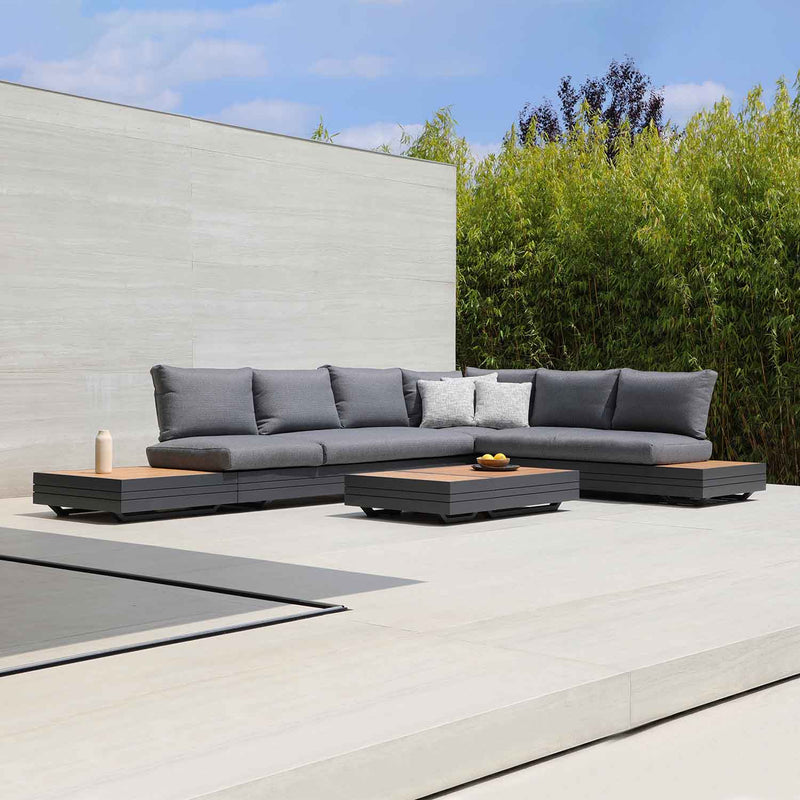 Hannover II 5 Seater Aluminium Outdoor Modular Lounge With Coffee Table