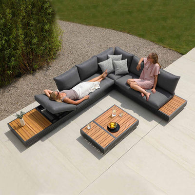 Hannover II 3 Seater Aluminium Outdoor Lounge With Sunlounger Feature