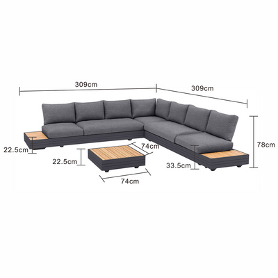 Hannover II 7 Seater Aluminium Outdoor Modular Lounge With Coffee Table