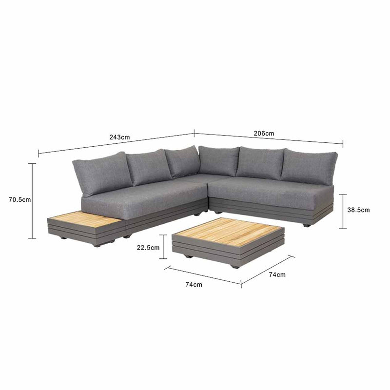 Hannover 5 Seater Outdoor Aluminium Modular Lounge With Coffee Table Outdoor Furniture Outdoor Lounge