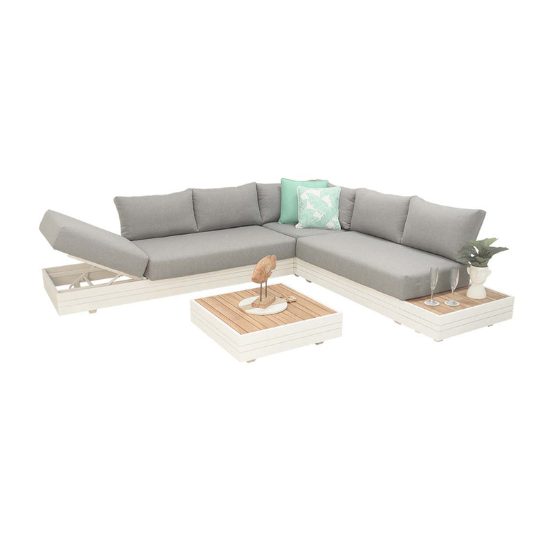 6-seater Sofa Hannover outdoor lounge set in charcoal/white, colorfast fabric, outdoor furniture