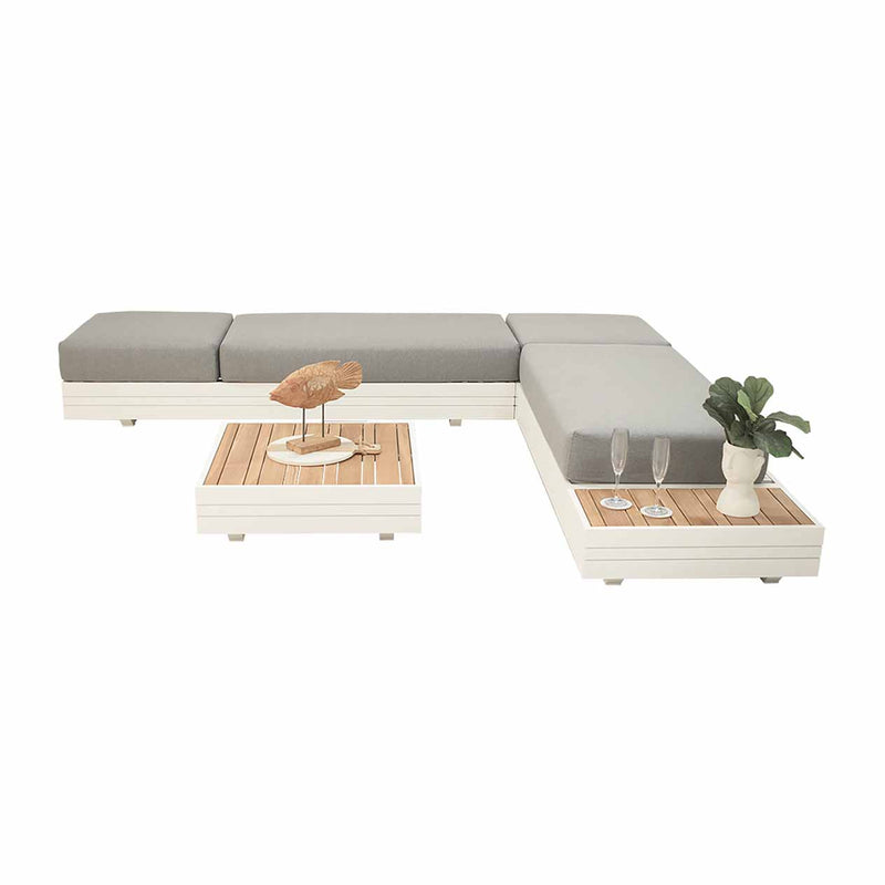 6-seater Sofa Hannover outdoor lounge set in charcoal/white, colorfast fabric, outdoor furniture