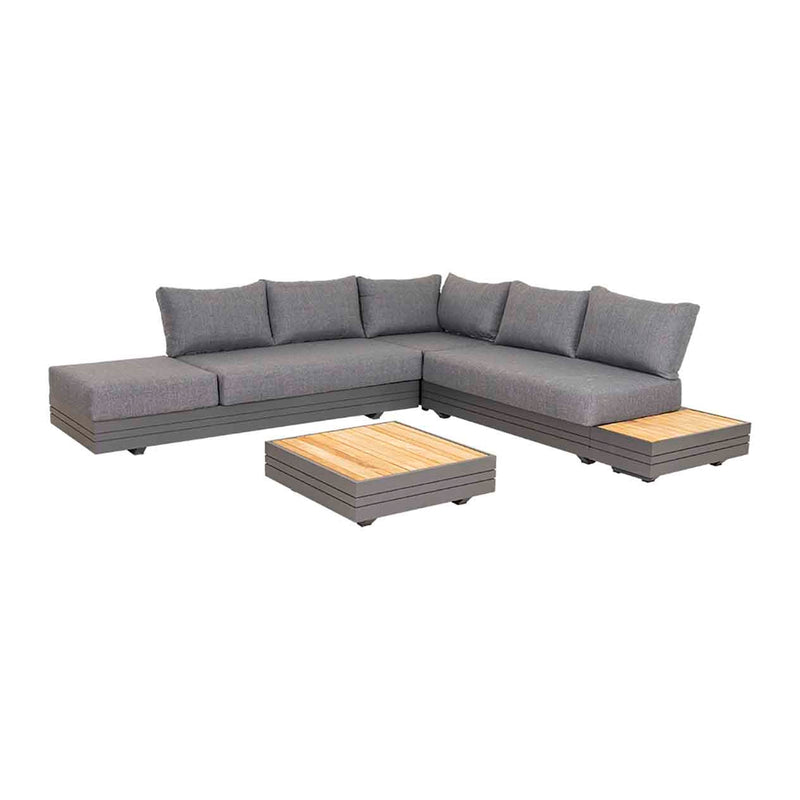 6-seater Sofa Hannover outdoor lounge set in charcoal/white, colorfast fabric, outdoor furniture