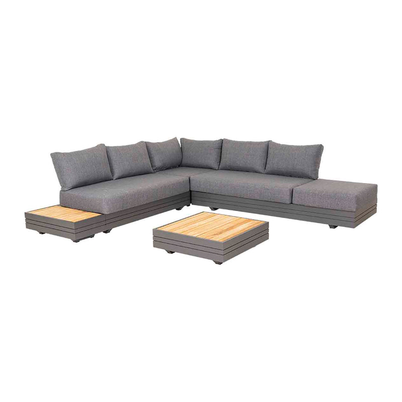 6-seater Sofa Hannover outdoor lounge set in charcoal/white, colorfast fabric, outdoor furniture