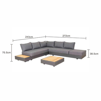 Hannover 6 Seater Outdoor Aluminium Modular Lounge With Coffee Table
