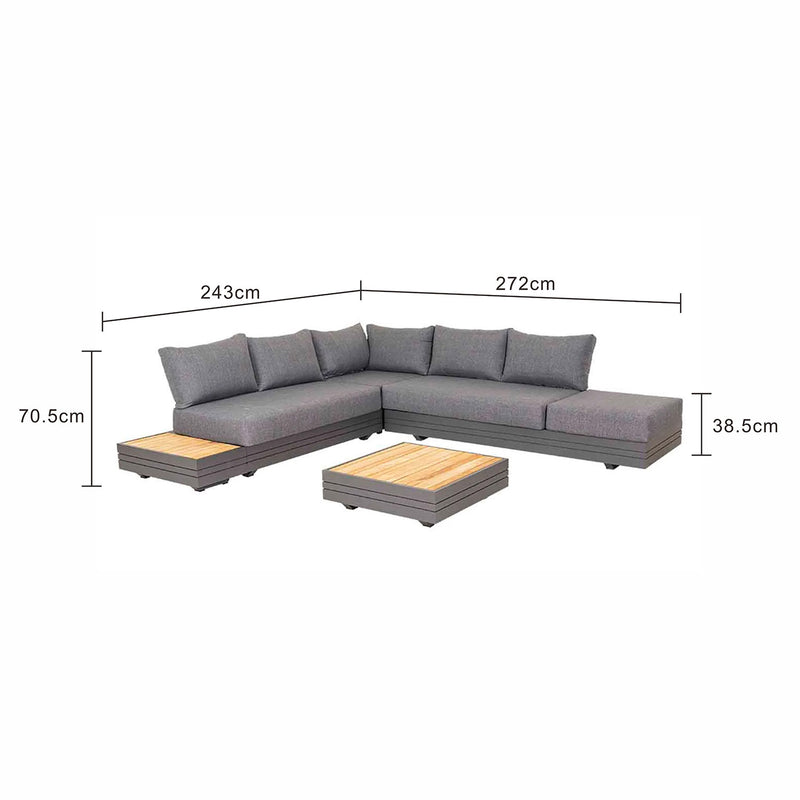 Hannover 6 Seater Outdoor Aluminium Modular Lounge With Coffee Table