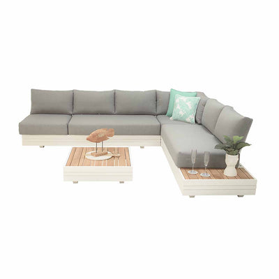 Hannover 6 Seater Outdoor Aluminium Modular Lounge With Coffee Table