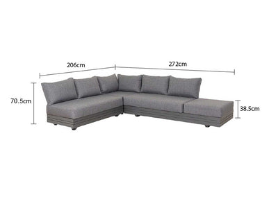 6-seater Sofa Hannover outdoor lounge set in charcoal/white, colorfast fabric, outdoor furniture