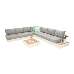 7-seater Sofa Hannover outdoor lounge set in charcoal/white, colorfast fabric, outdoor furniture